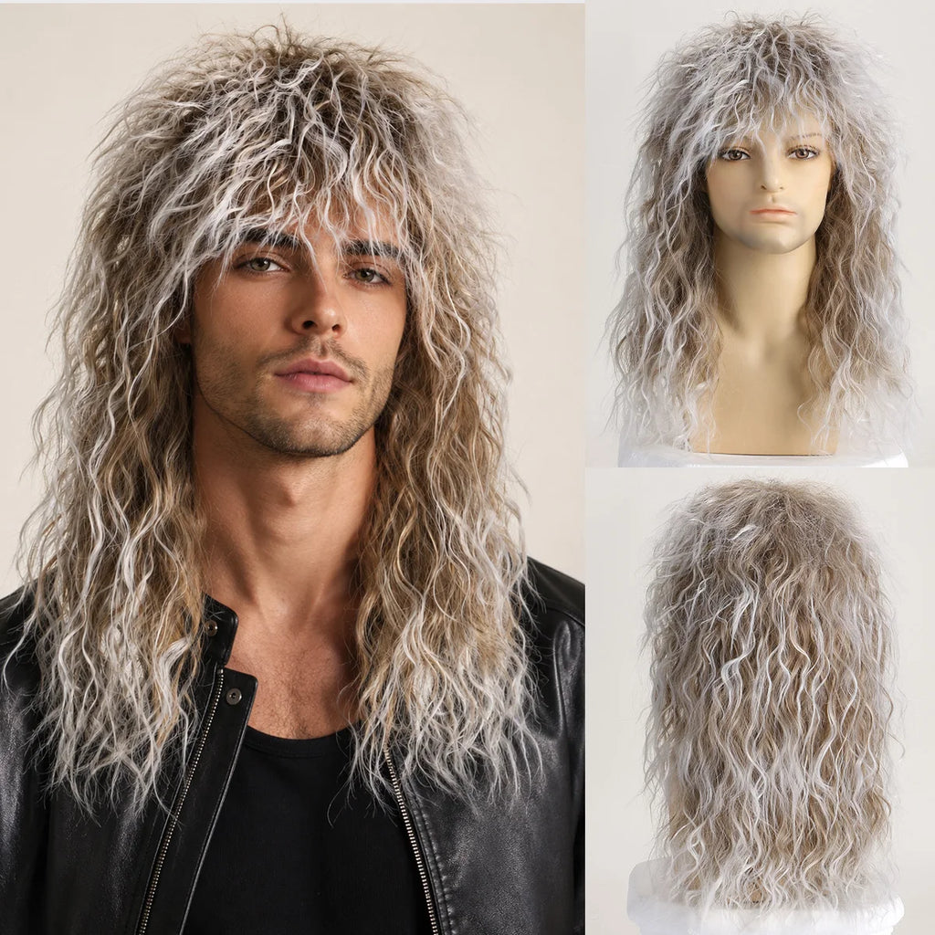 Perruque Rock Longue Bouclée Homme Années 80