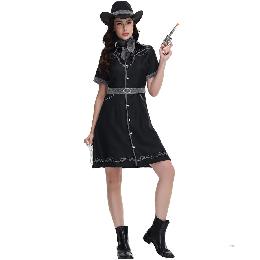 Costume Cow-Girl Femme – Western Noir, M ou XL