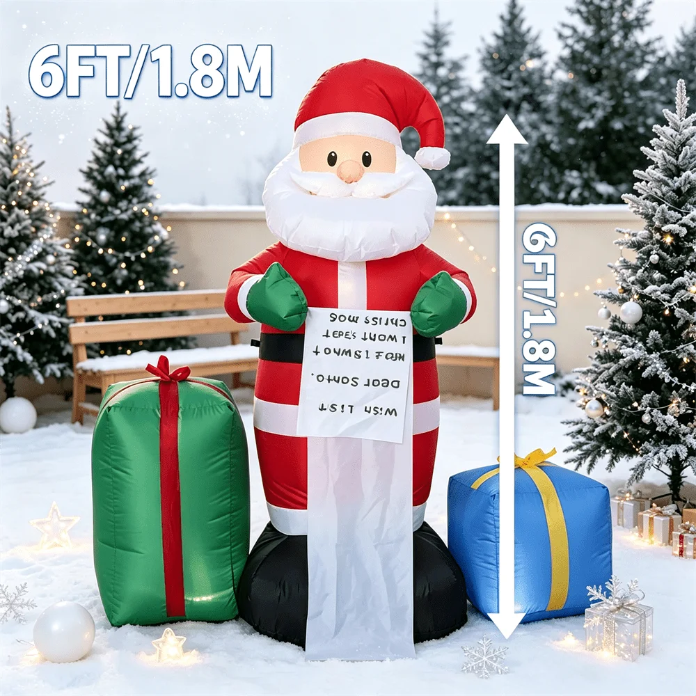 Père Noël Gonflable Lumineux 1,8 m avec Cadeaux – vue 6