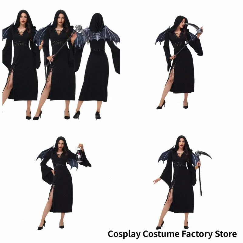 Robe Noire Gothique Femme – Sorcière, Vampire ou Démone