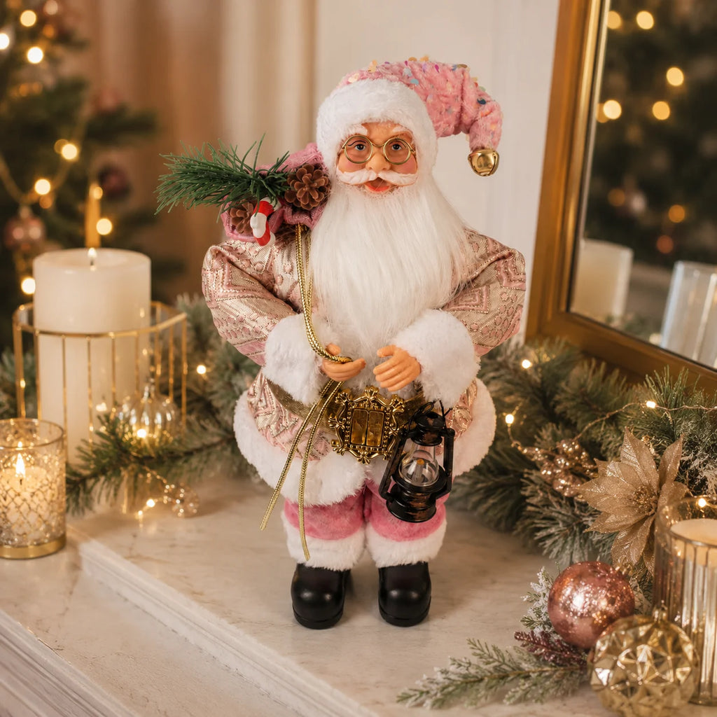 Figurine Père Noël 30 cm avec Lanterne – Décoration de Noël