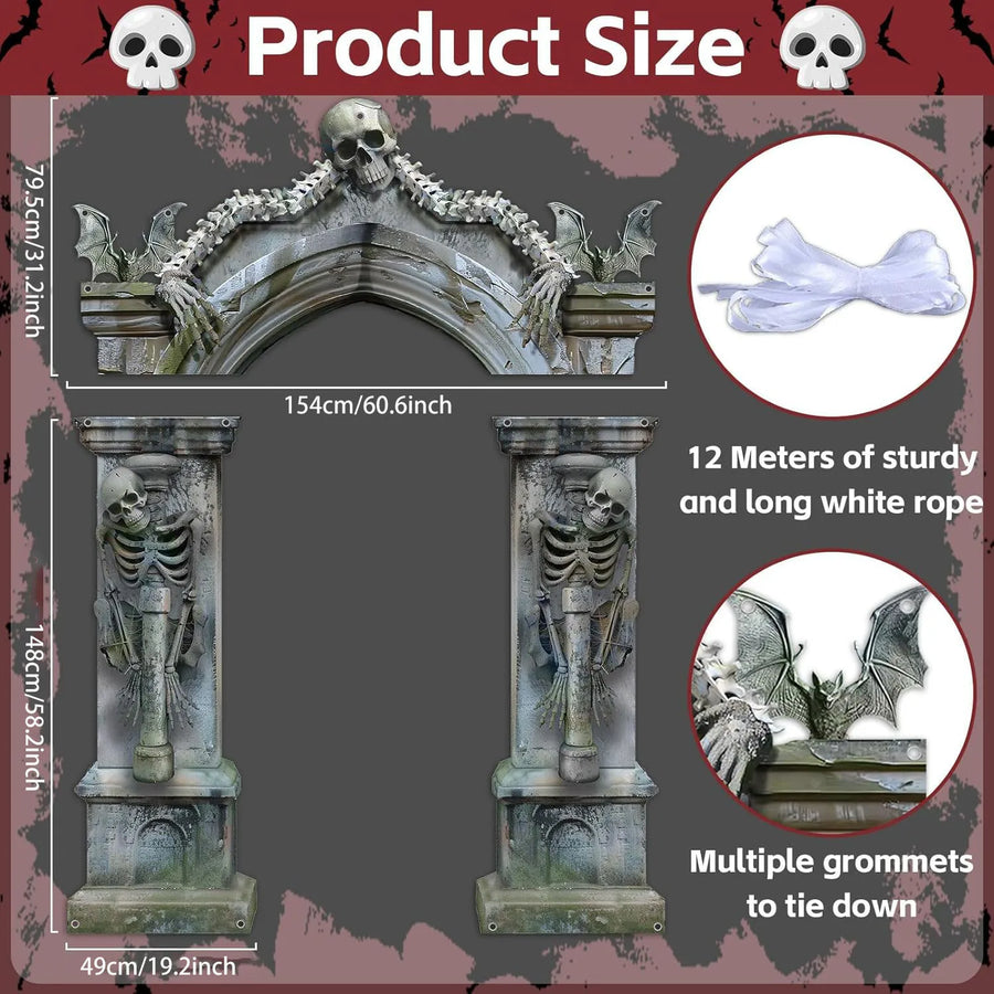 Bannière Halloween Cimetière – Squelettes et Tombes