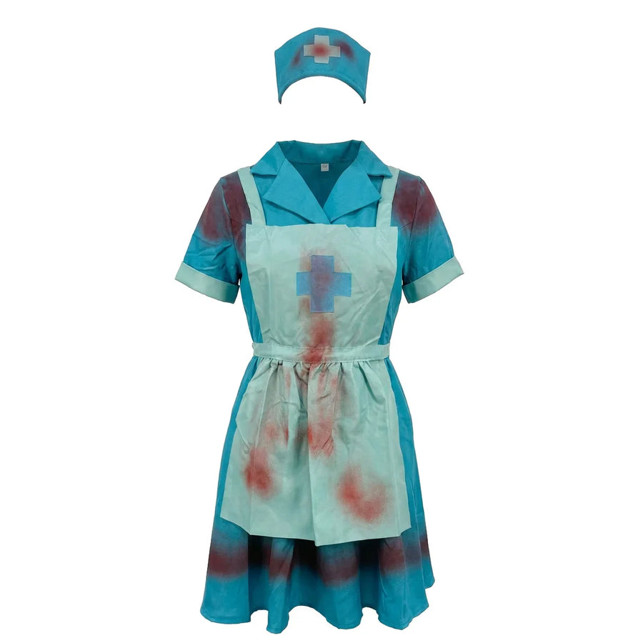 Déguisement Infirmière Zombie Déchirée avec Coiffe – vue 7