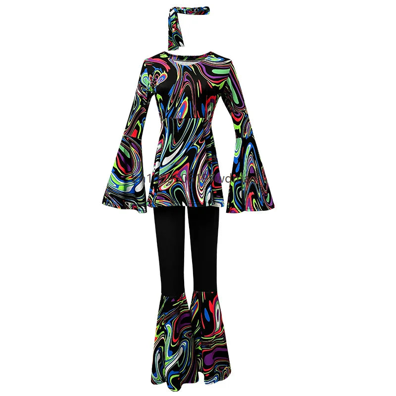 Déguisement Hippie Disco Femme Multicolore avec Bandeau – vue 9