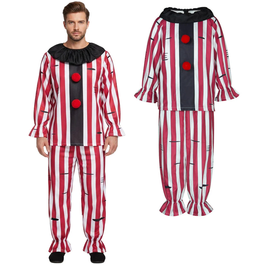 Déguisement Clown Rayé Rouge et Blanc Adulte