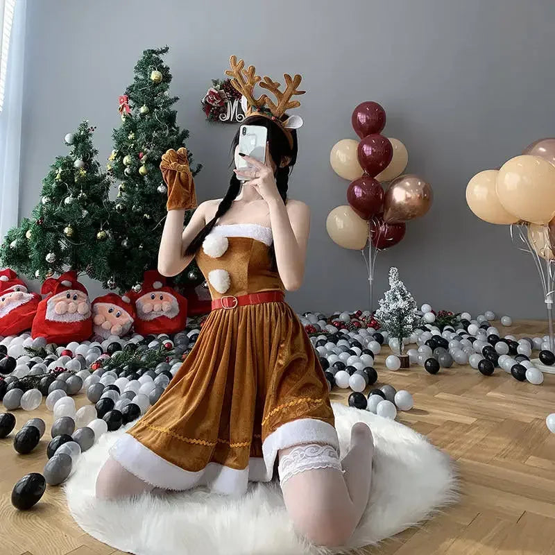 Déguisement Renne Fille – Robe Marron et Cape à Capuche