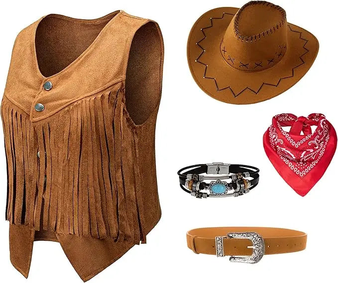 Déguisement Cow-Girl Western – Gilet à Franges et Accessoires