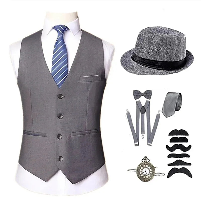 Costume Rétro Années 20 Homme – Gilet, Chapeau, Cravate et Montre – vue 8