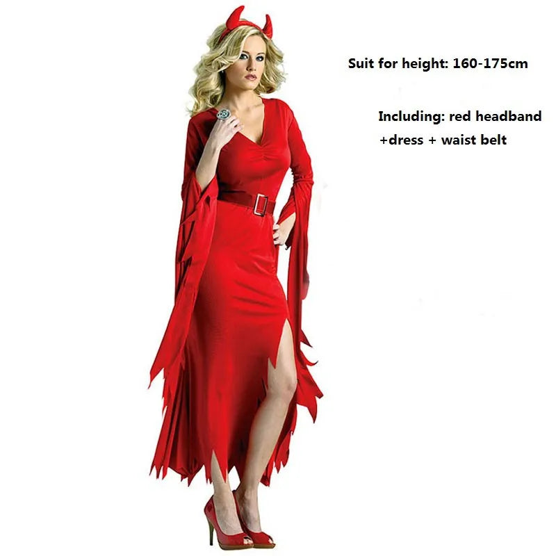 Robe Diablesse Sorcière Noire et Rouge – vue 2