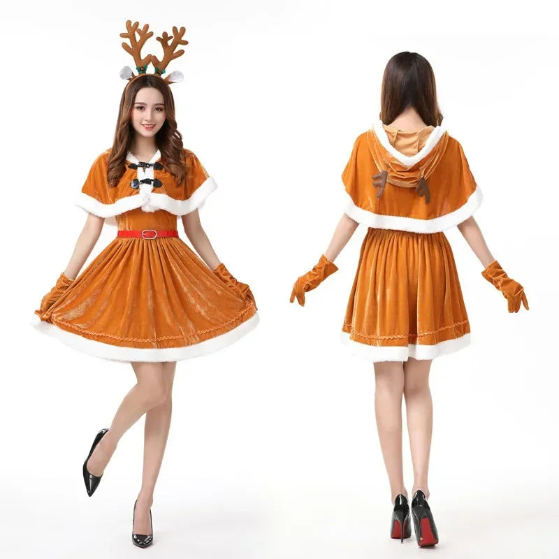 Déguisement Renne Fille – Robe Marron et Cape à Capuche