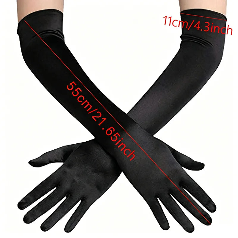 Gants Longs Satin Femme – 55 cm, Plusieurs Coloris