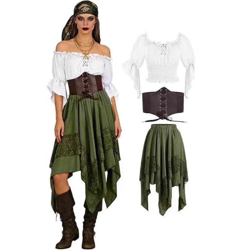 Déguisement Pirate Gothique Femme – Chemise et Jupe