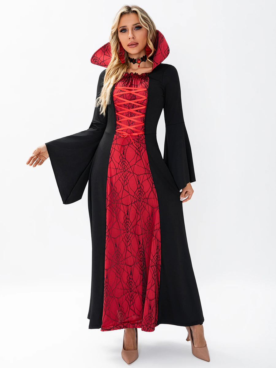 Robe Sorcière Gothique en Dentelle Toile d'Araignée