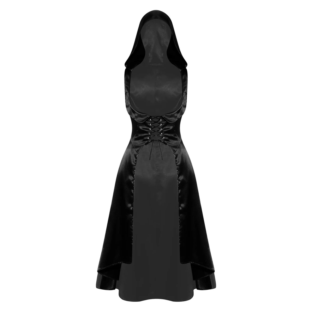 Robe Vampire Médiévale à Capuche en Satin – vue 6