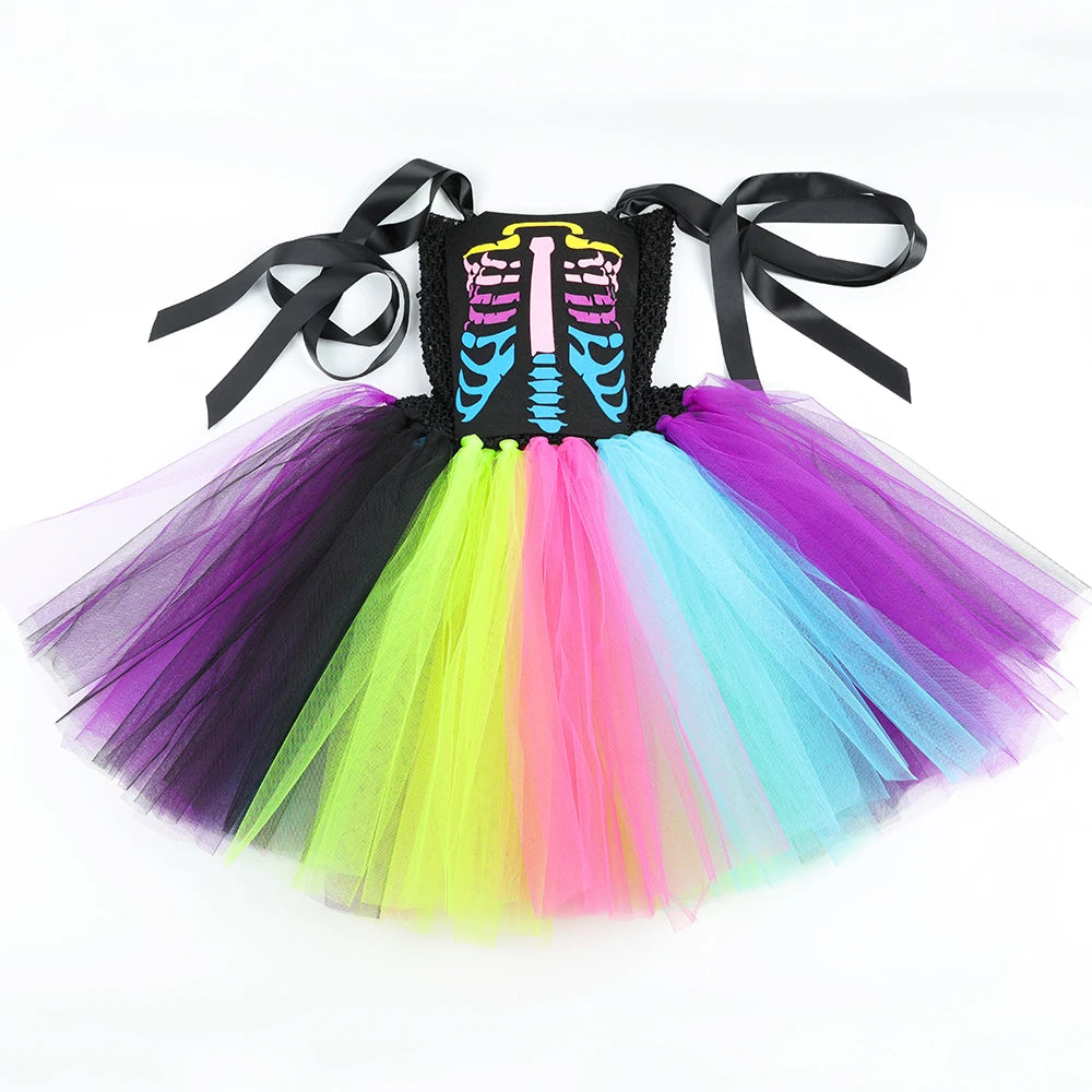 Robe Tutu Squelette Arc-en-Ciel Fille