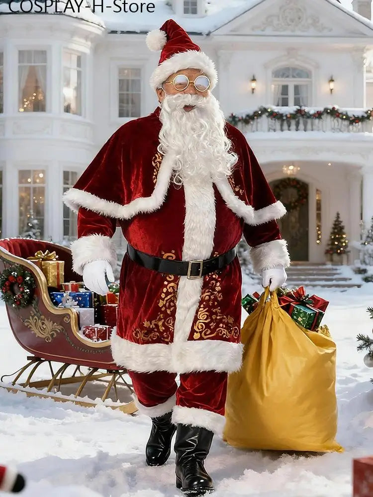 Costume Père Noël Doré Homme – Ensembles 8 ou 12 Pièces, M à 6XL