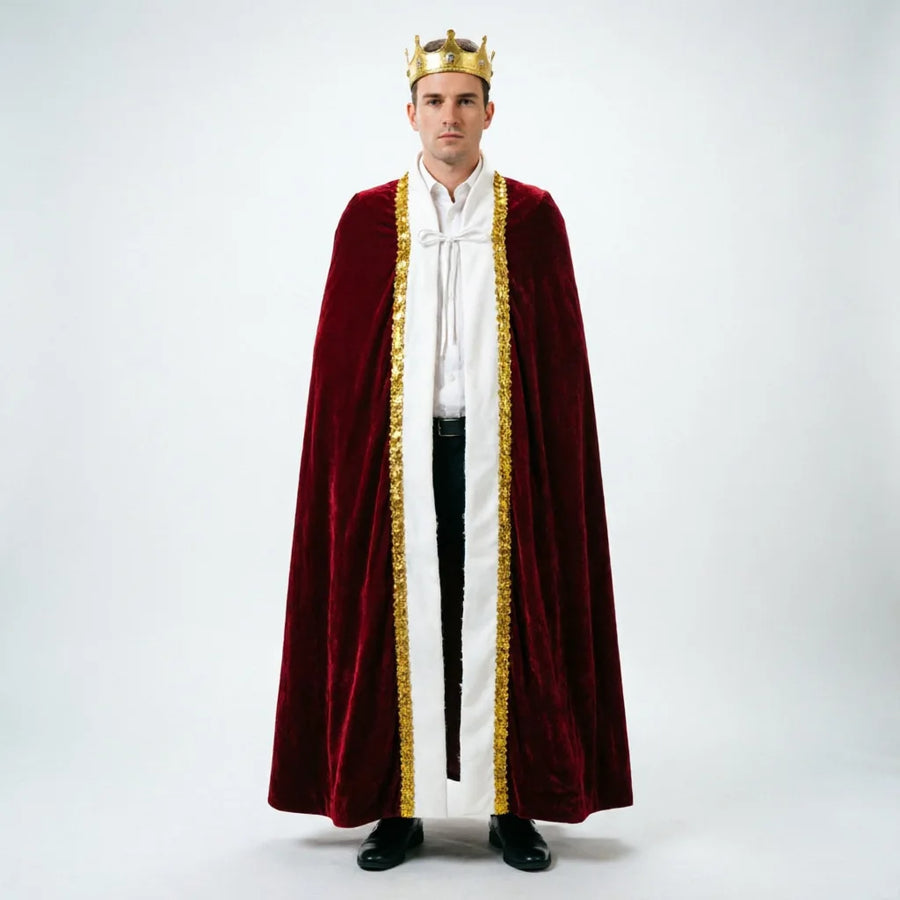 Cape de Roi Médiévale Rouge Bordeaux – Costume Prince Royal – vue 7