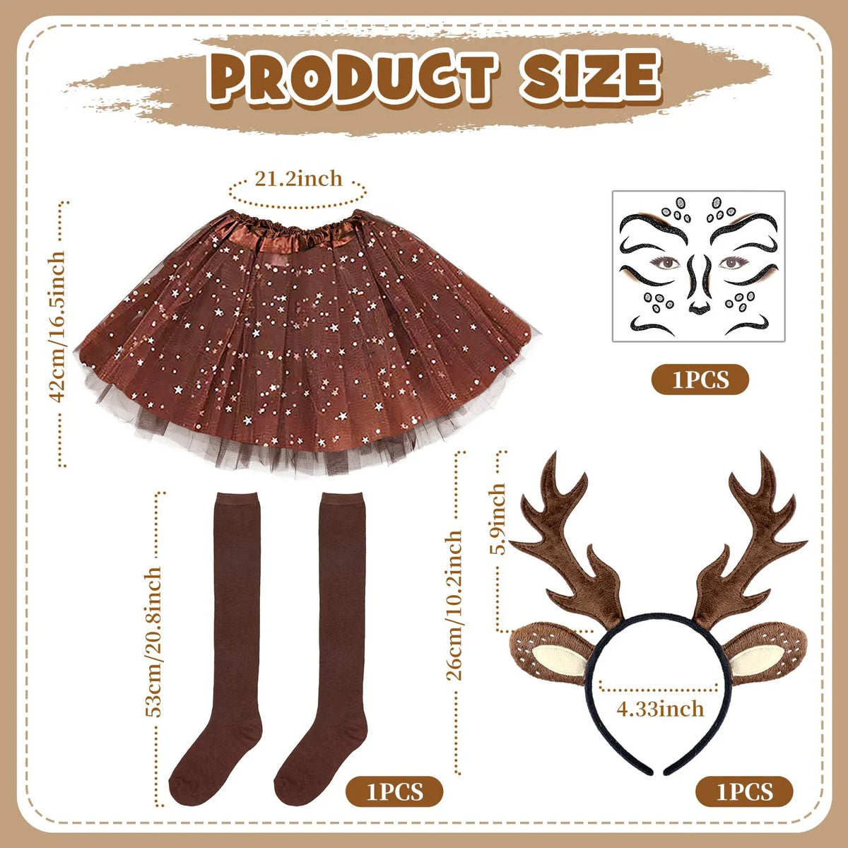 Kit Renne Femme – Bois, Tutu, Chaussettes et Tatouages – vue 2