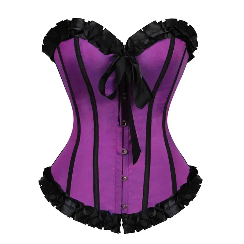 Corset Bustier Sexy Baleiné en Satin à Lacets – vue 3