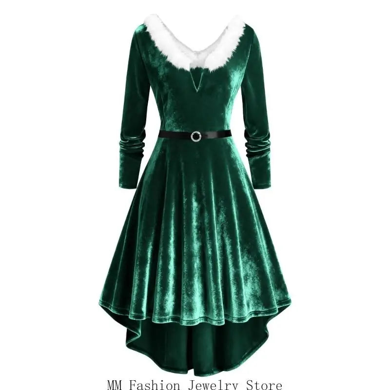 Robe Mère Noël Scintillante à Franges