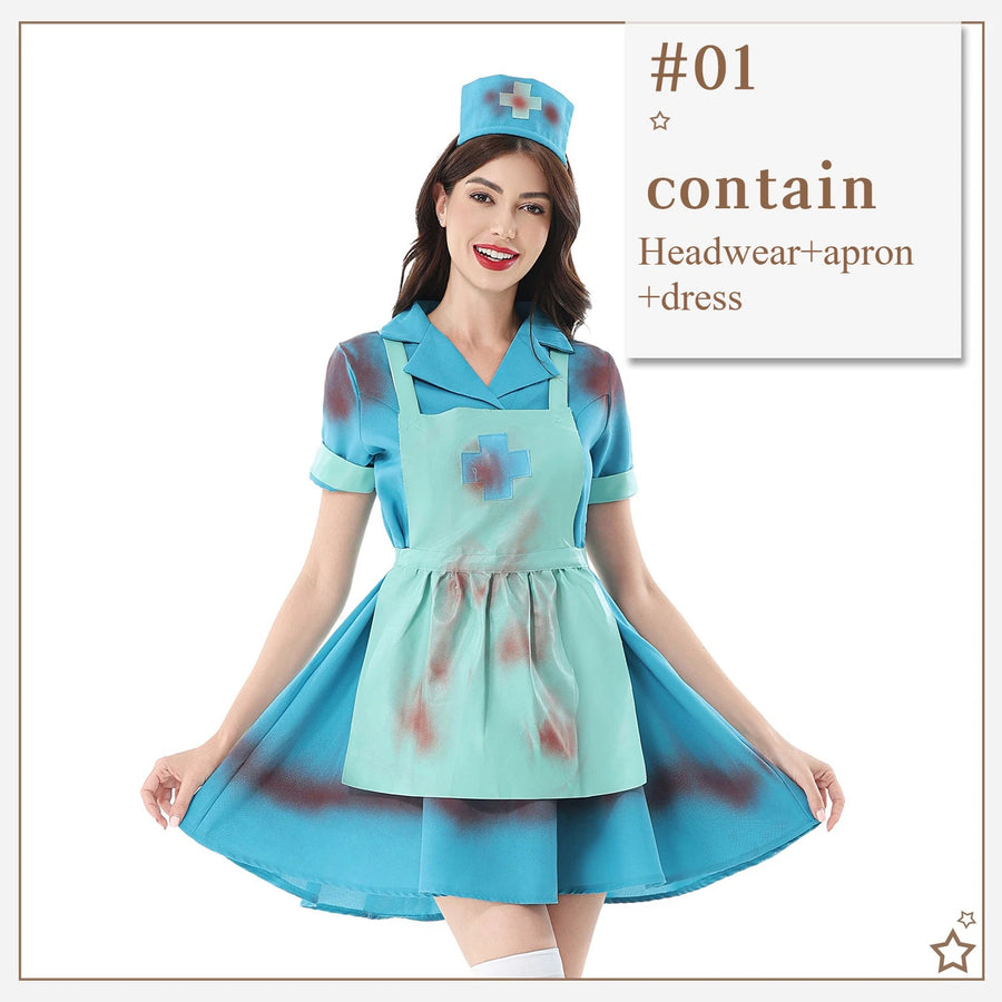 Déguisement Infirmière Zombie Femme – Robe Tachée de Sang