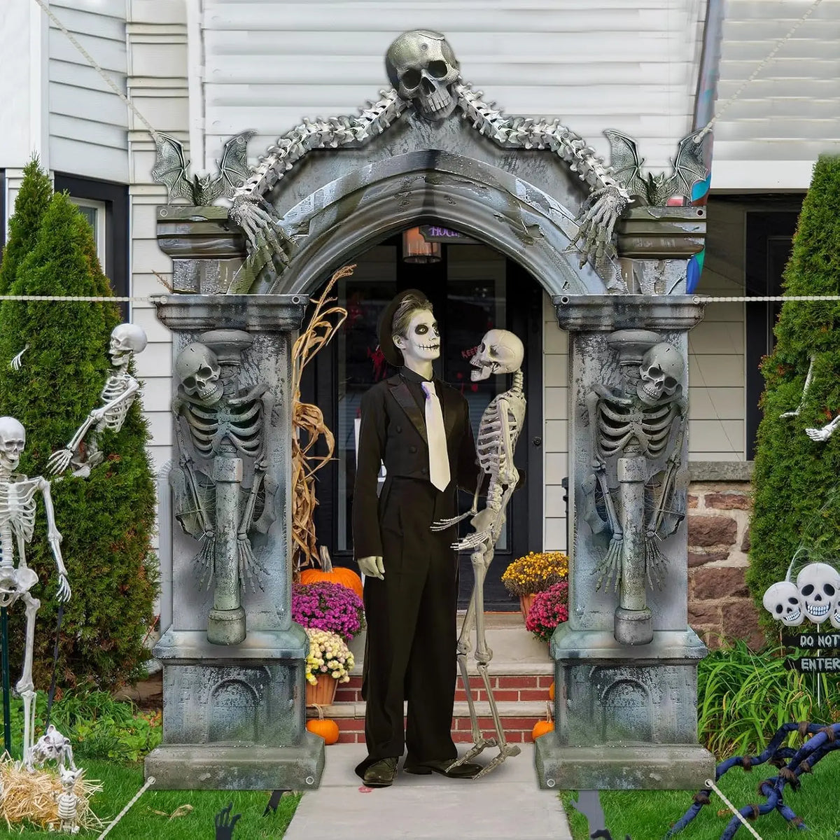 Bannière Halloween Cimetière – Squelettes et Tombes