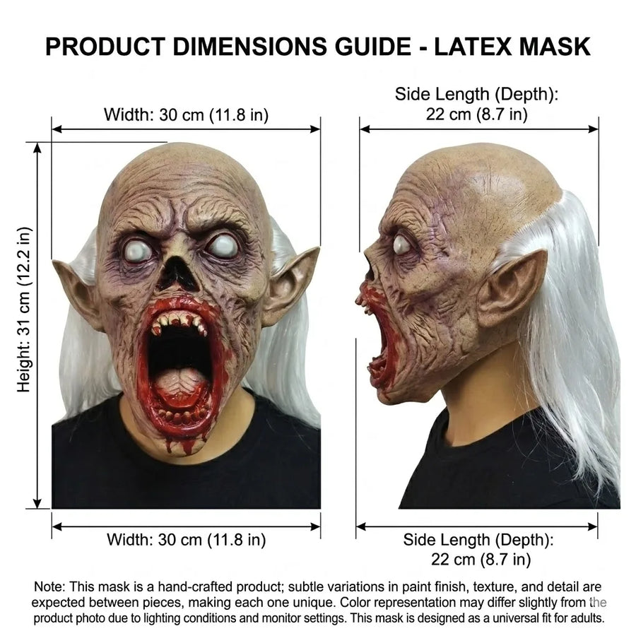 Masque Vampire Démon Ensanglanté à Cheveux Blancs – vue 3