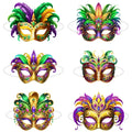 Lot de 6 masques vénitiens en papier – Carnaval – vue 7