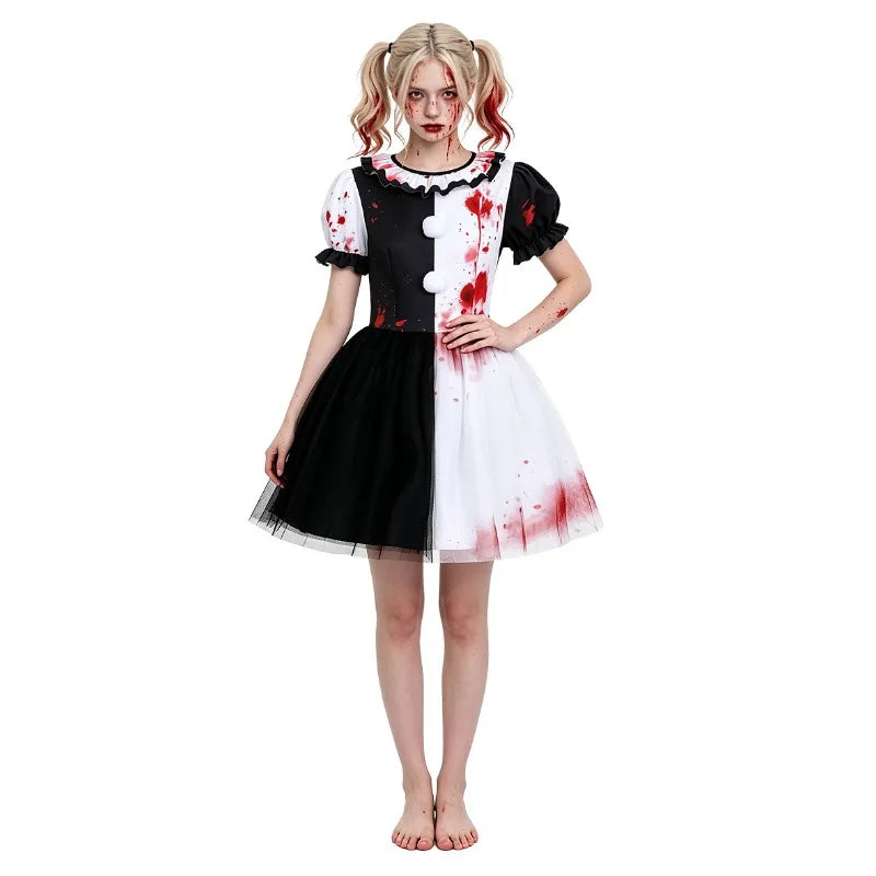 Robe Tutu Clown d'Horreur Noir et Blanc – S à XXL