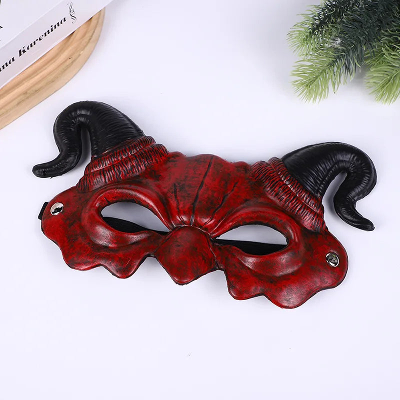 Demi-Masque Démon à Cornes de Taureau