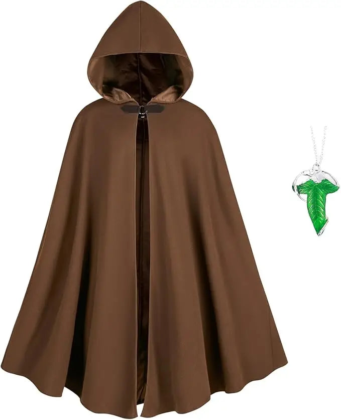 Cape Médiévale à Capuche avec Broche Feuille – vue 7