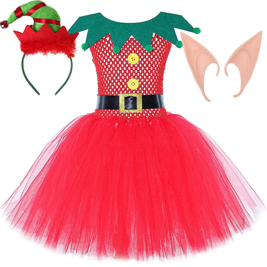 Robe Tutu Lutine Rouge et Verte Fille – vue 16