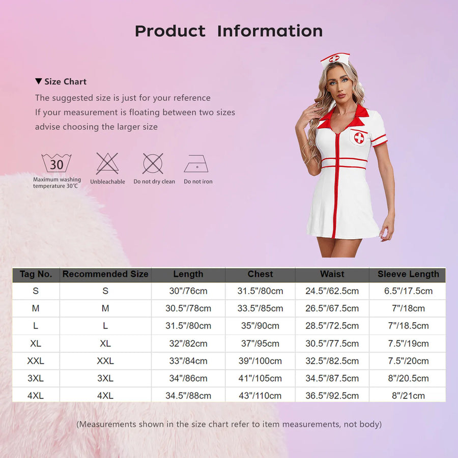 Déguisement Infirmière Femme Blanc – Robe et Coiffe S à 4XL
