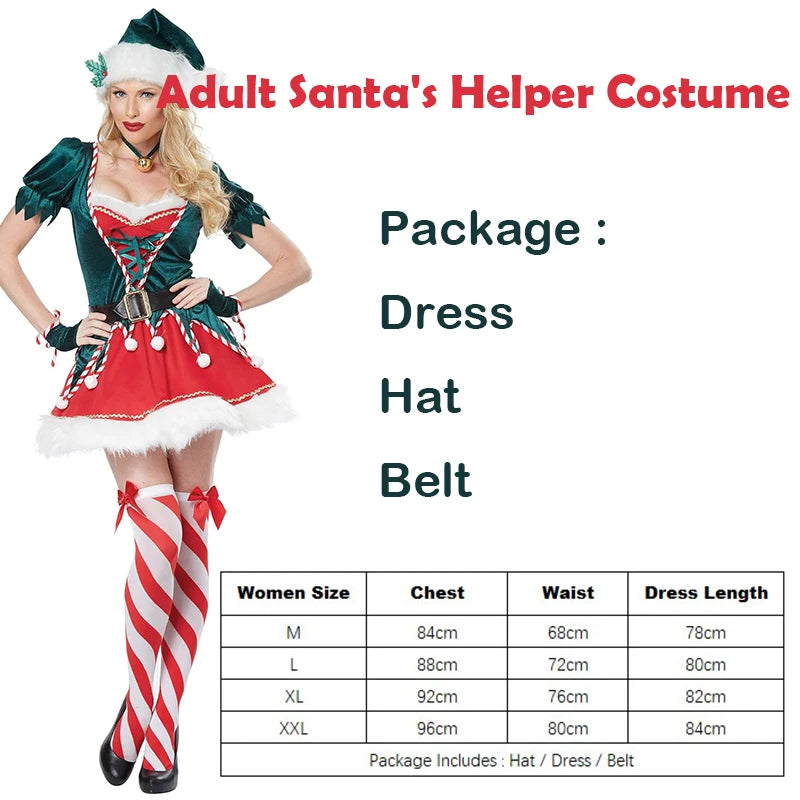 Déguisement Lutine de Noël Sexy Rouge et Vert