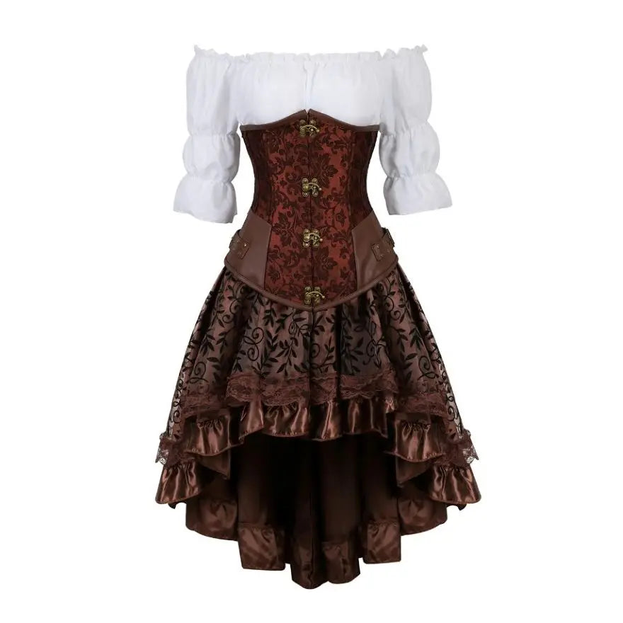 Déguisement Pirate Gothique Femme 3 Pièces – Corset Brodé – vue 6