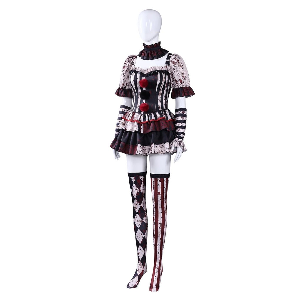 Déguisement Clown Tueur Femme avec Collier Ras-du-Cou