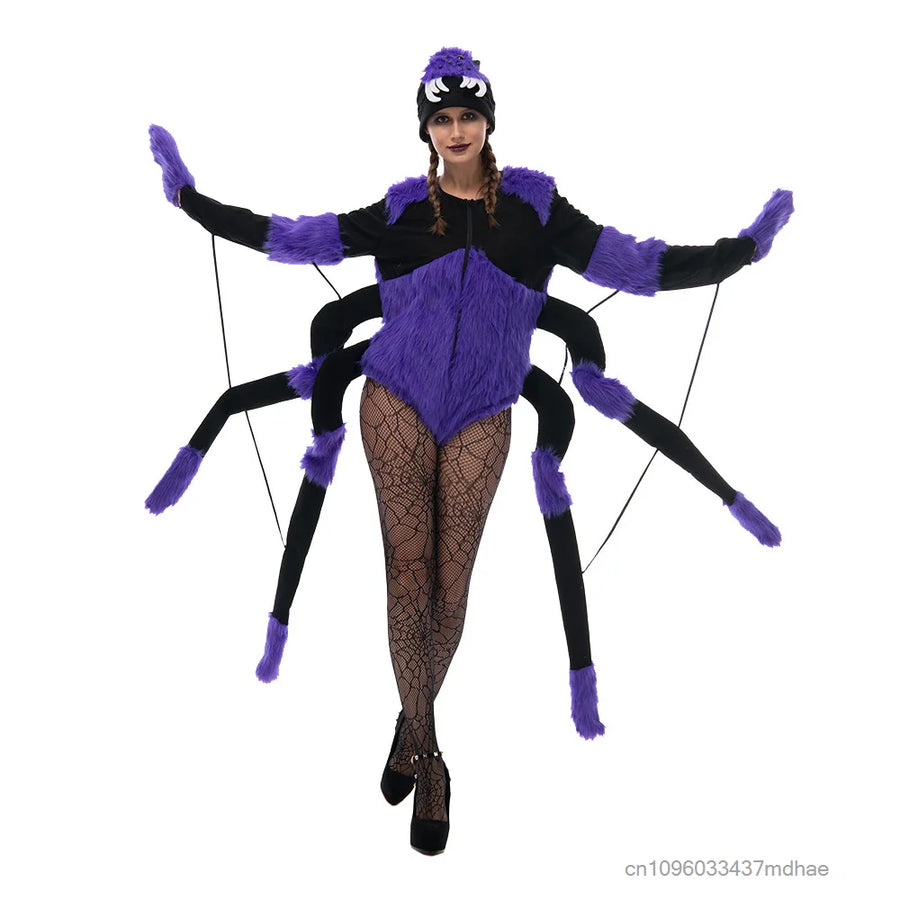 Body Araignée Violet Duveteux avec Chapeau Femme – vue 2