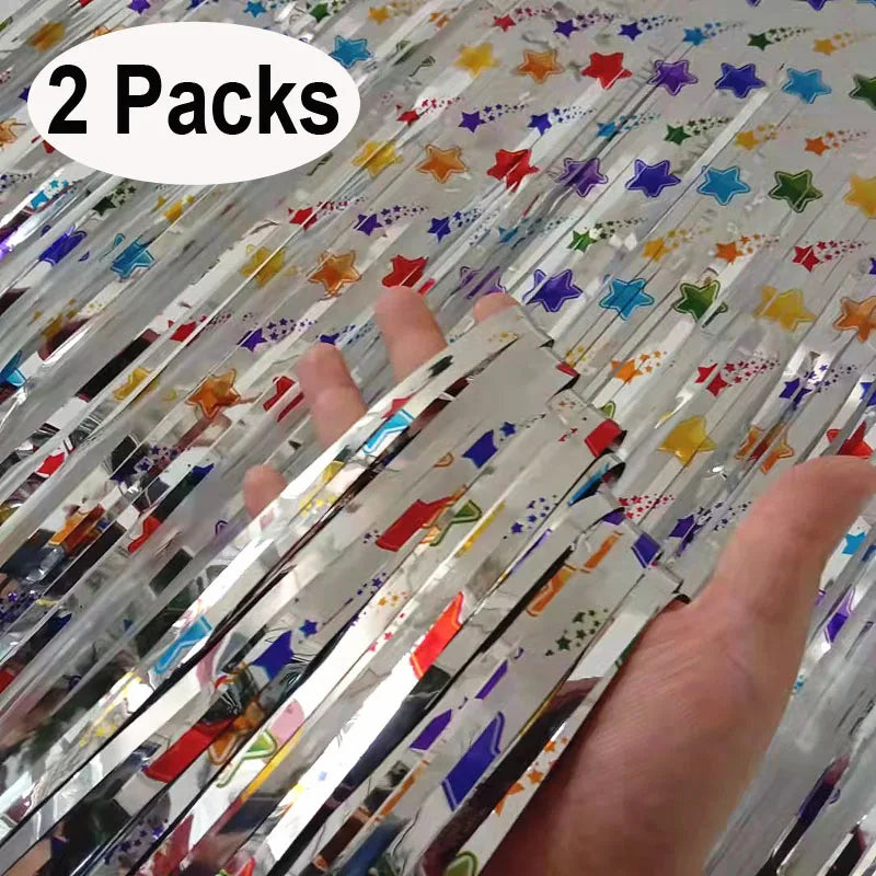 Rideaux à Franges Métallisés – Lot de 2, Plusieurs Couleurs