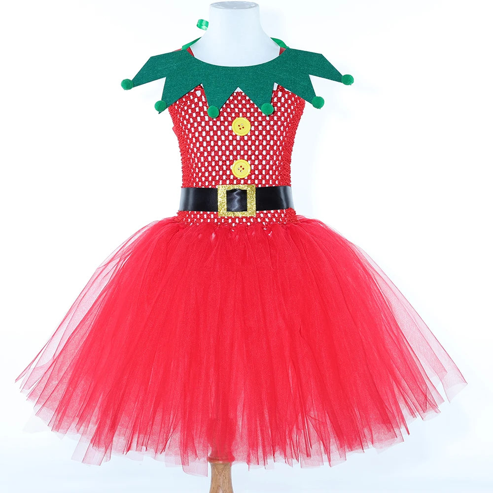 Robe Tutu Lutine Rouge et Verte Fille – vue 4
