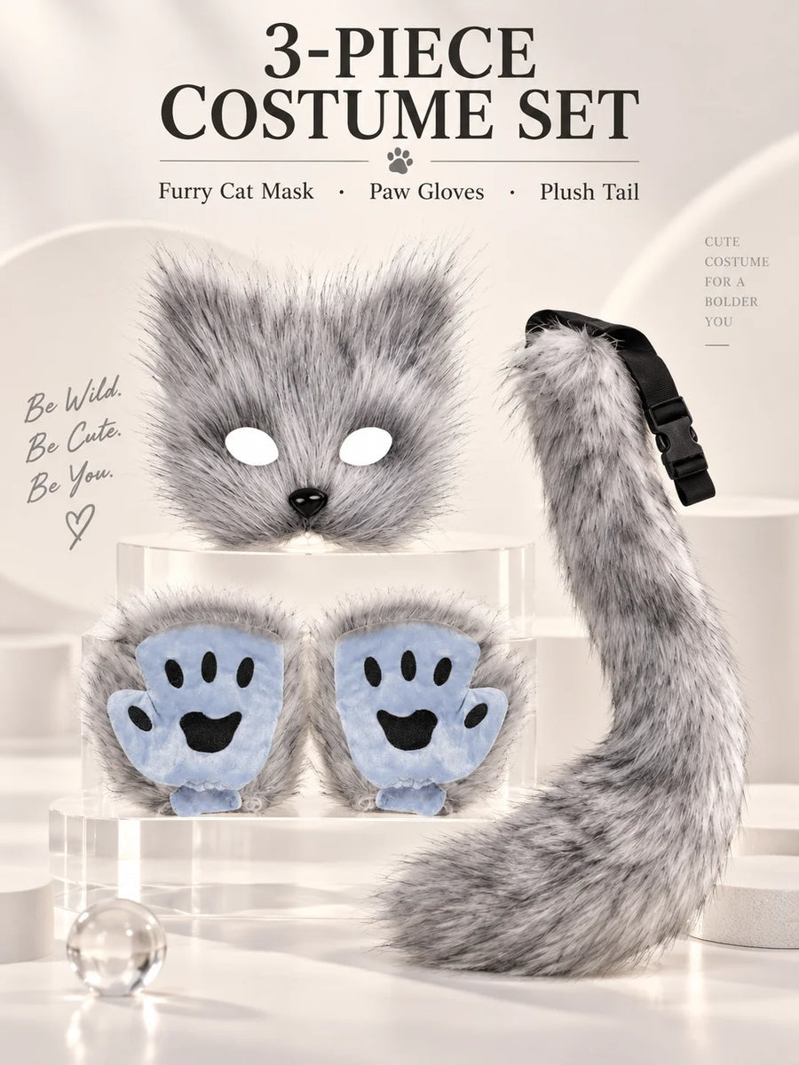 Kit Chat en Peluche – Masque, Gants et Queue – vue 2
