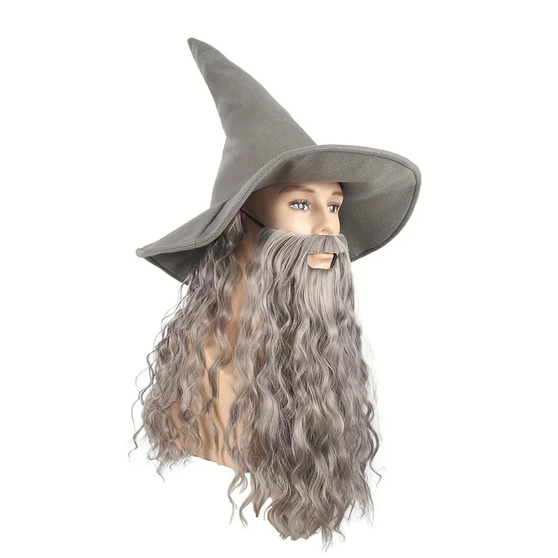 Chapeau de Sorcier avec Cheveux Argentés – Halloween – vue 6