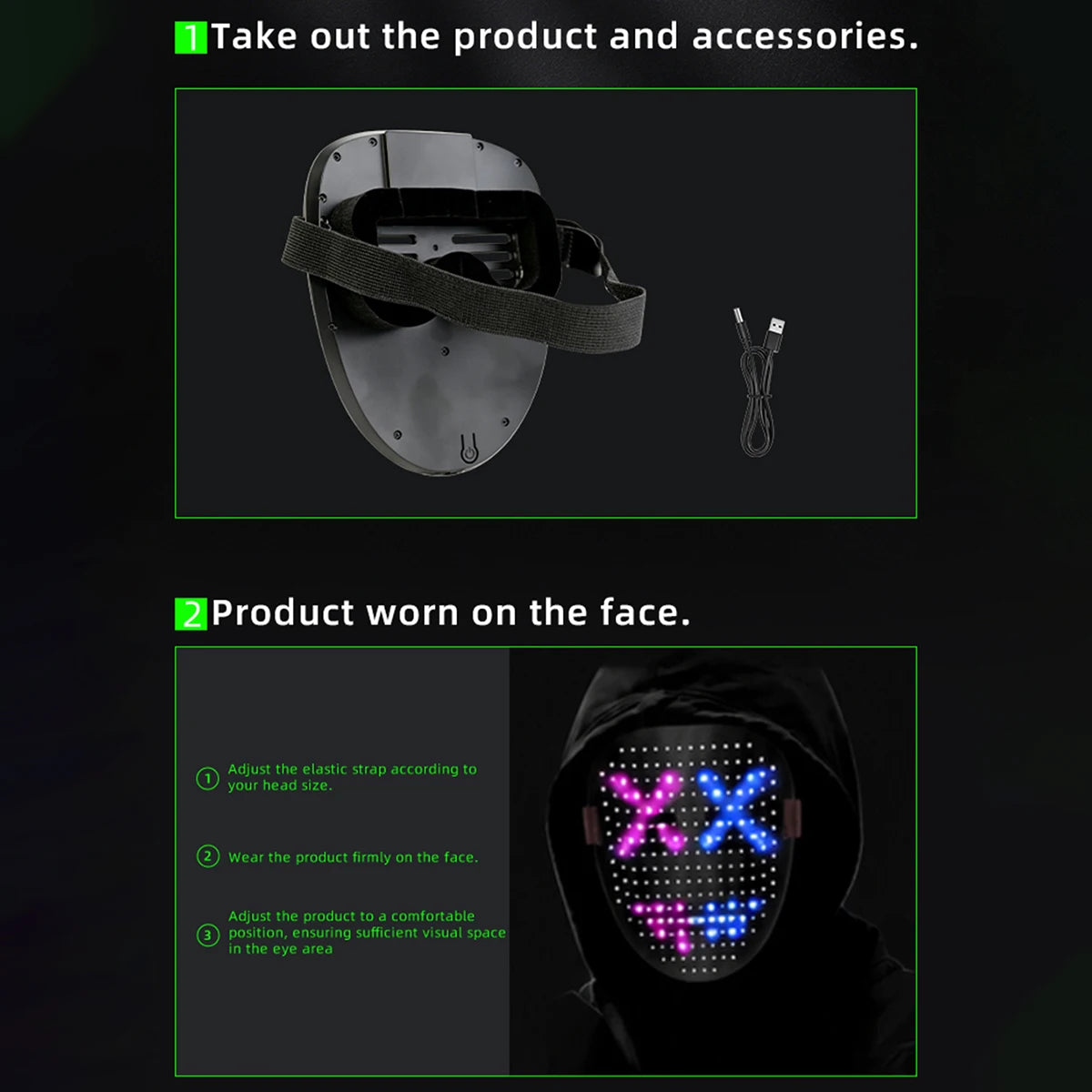 Masque LED Lumineux Transformable