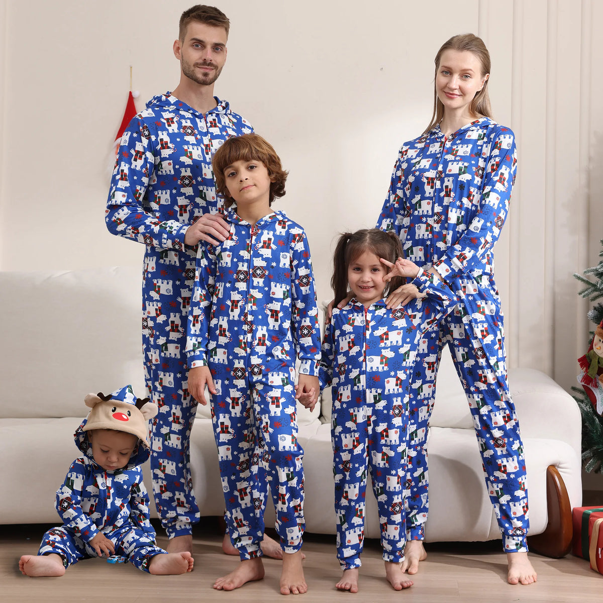Pyjama de Noël Famille Assorti – Combinaison Parents, Enfants et Bébé