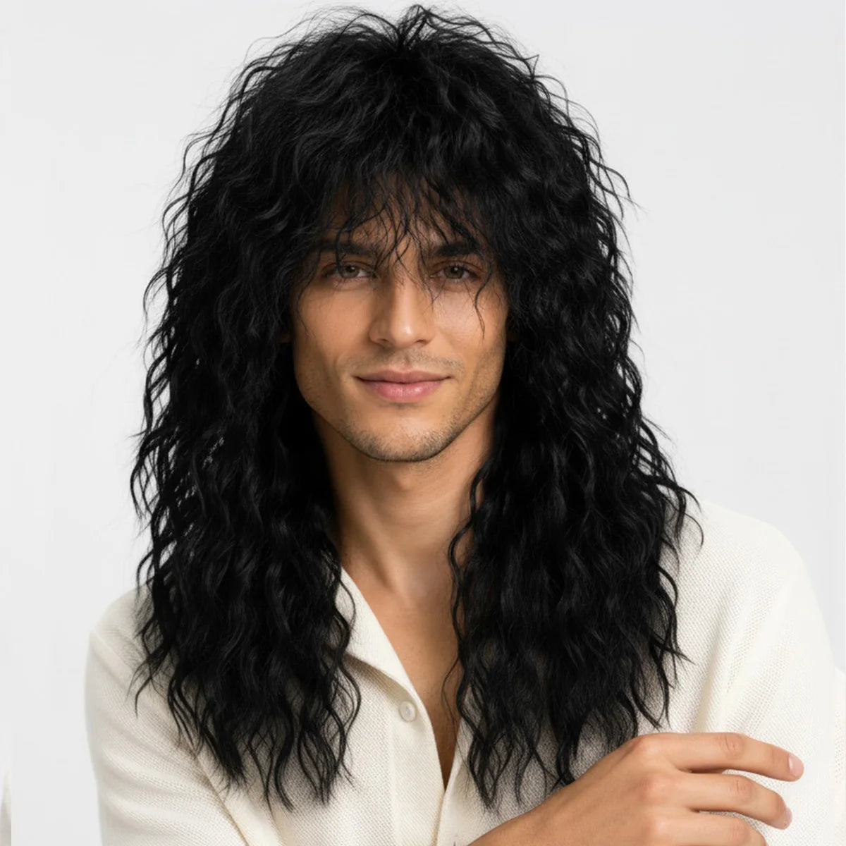 Perruque Rock Longue Bouclée Homme Années 80