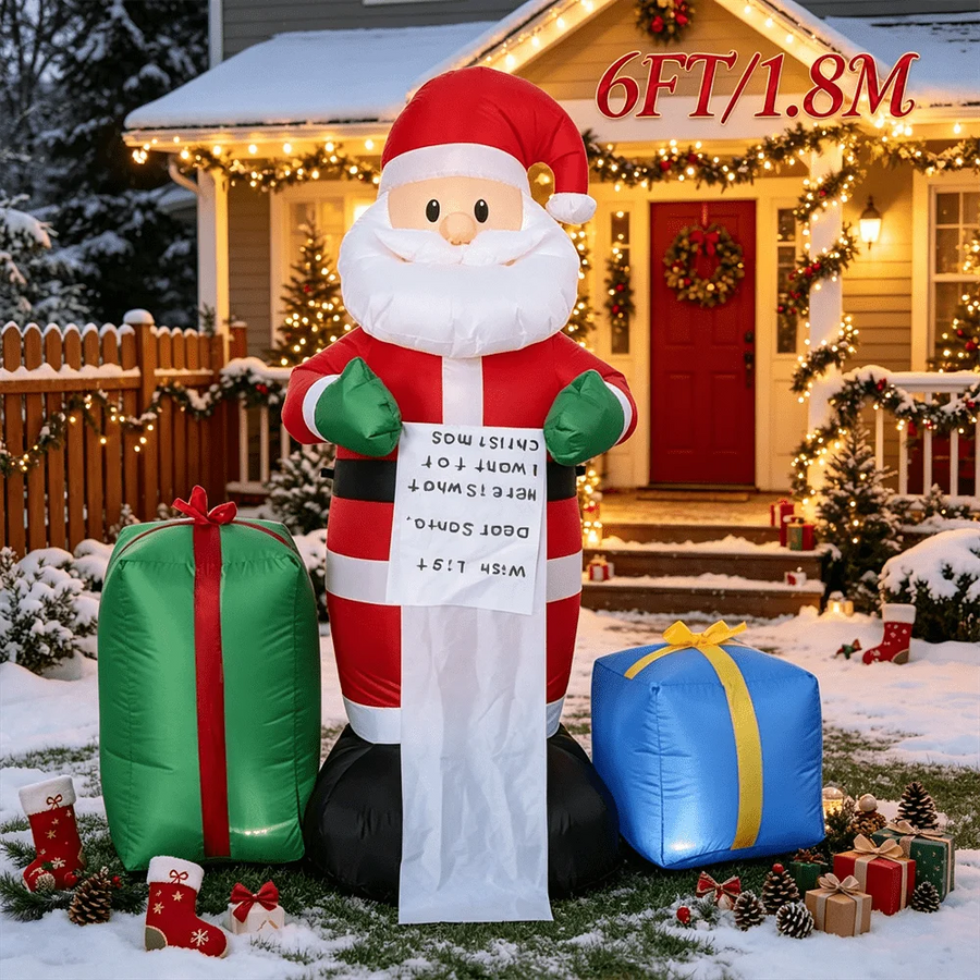 Père Noël Gonflable Lumineux 1,8 m avec Cadeaux – vue 5