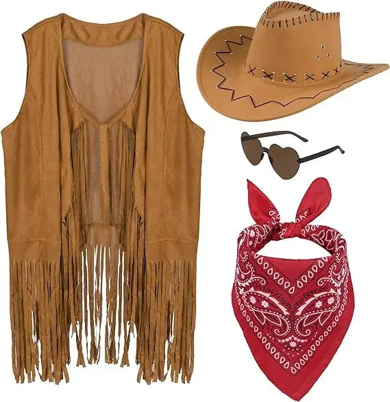 Déguisement Cow-Girl Western – Gilet à Franges et Accessoires