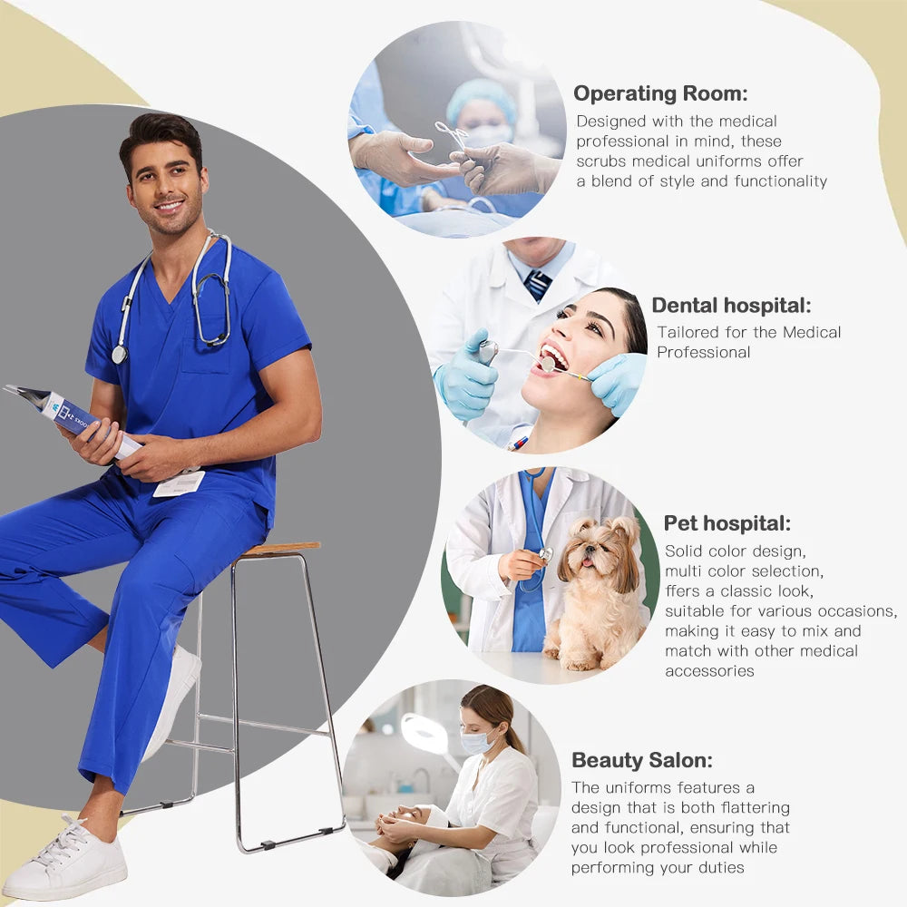 Tenue Médicale Mixte – Haut et Pantalon, Plusieurs Coloris