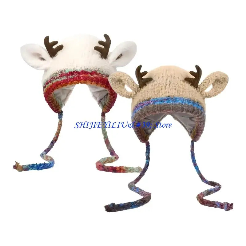 Bonnet Tricoté avec Cornes de Renne – Hiver et Noël – vue 8