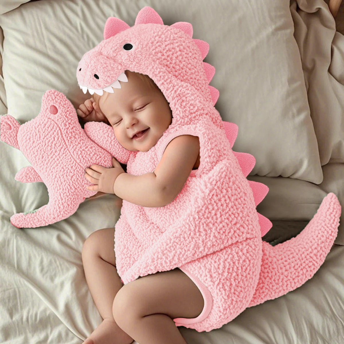 Déguisement Dinosaure Bébé — Body sans Manches à Capuche – vue 5