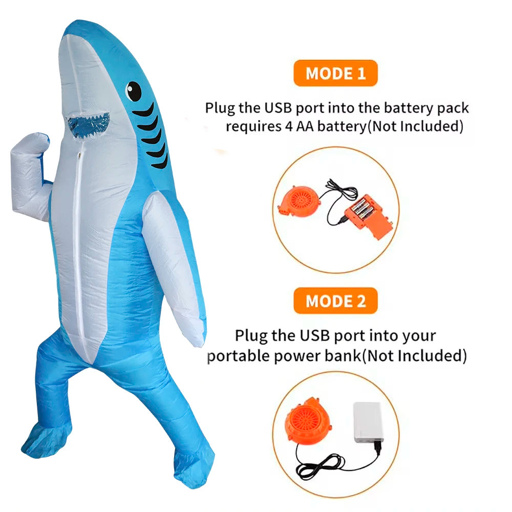 Déguisement Requin Gonflable - Combinaison Costume Debout Adulte – vue 4